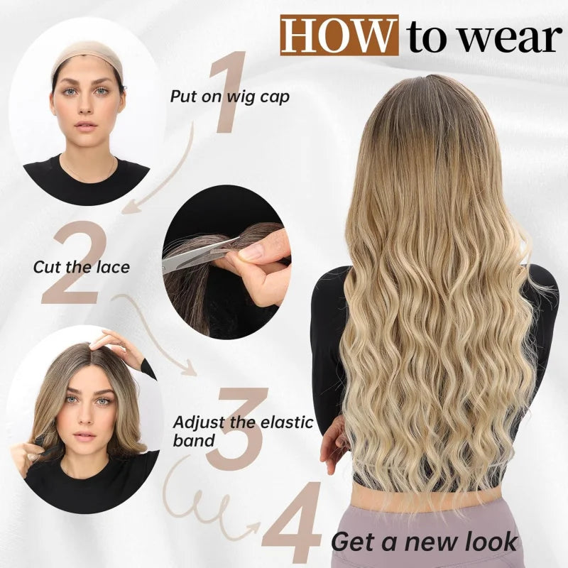 Crown Long Wavy Black Wig — Lace Hairline Middle Part
