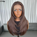High Quality Hot Selling 4# Heat Resistant 13x6 Glueless Natural Wavy Synthetic Lacefront Wigs for Black Womens Daily Use