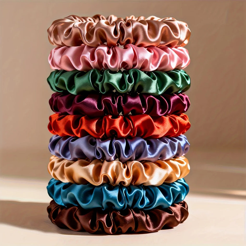Crown Satin Hair Scrunchies — 19 Pack