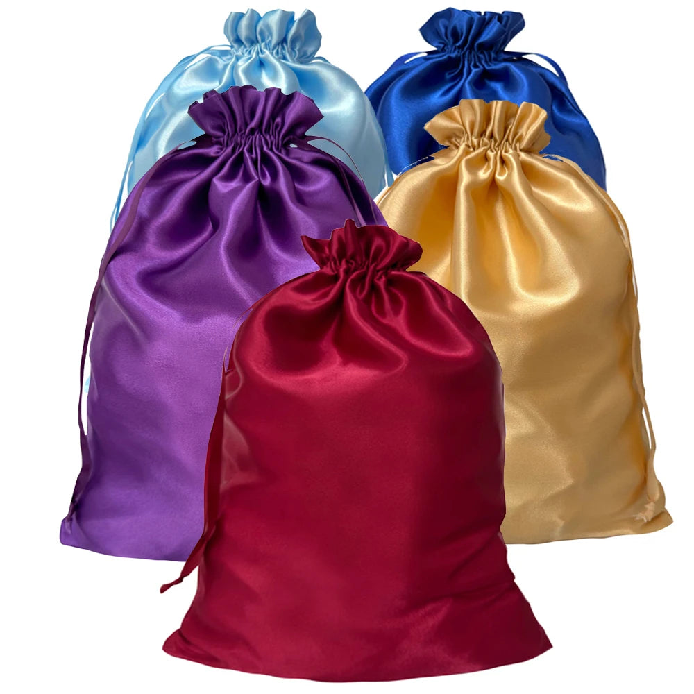 Crown Satin Wig Storage Bags — 5 Pack