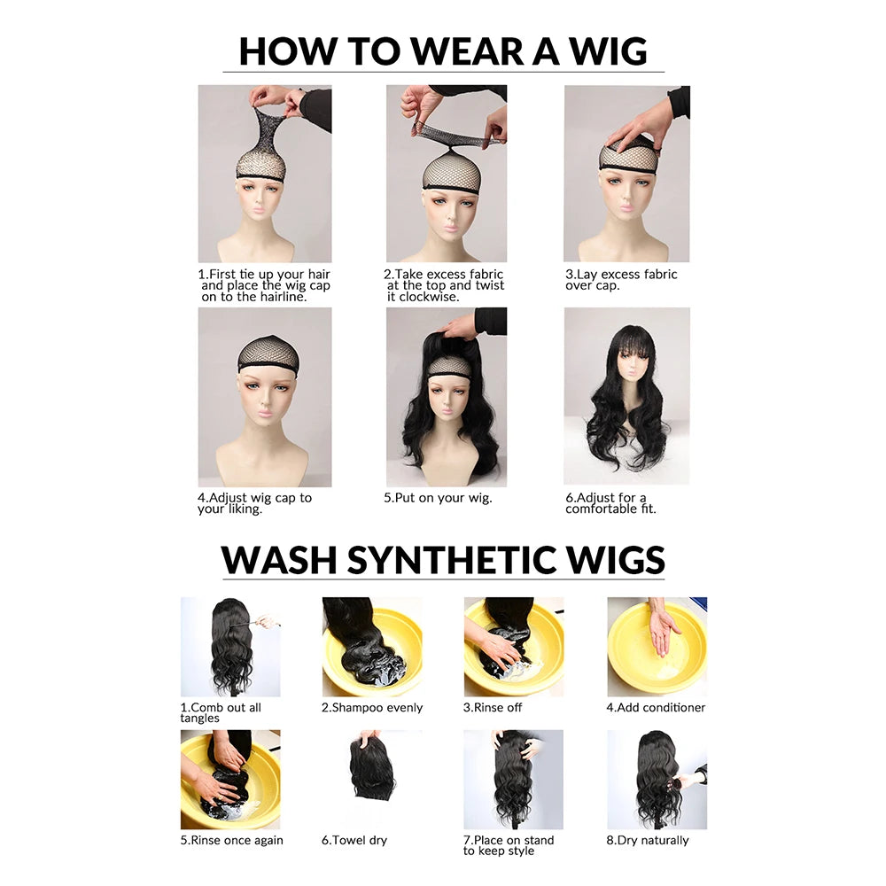 Wig with Bangs for Women  Long Straight Heat Resistant Synthetic Wig for Daily Use, Party, Halloween, Cosplay 26 Inch Wig for