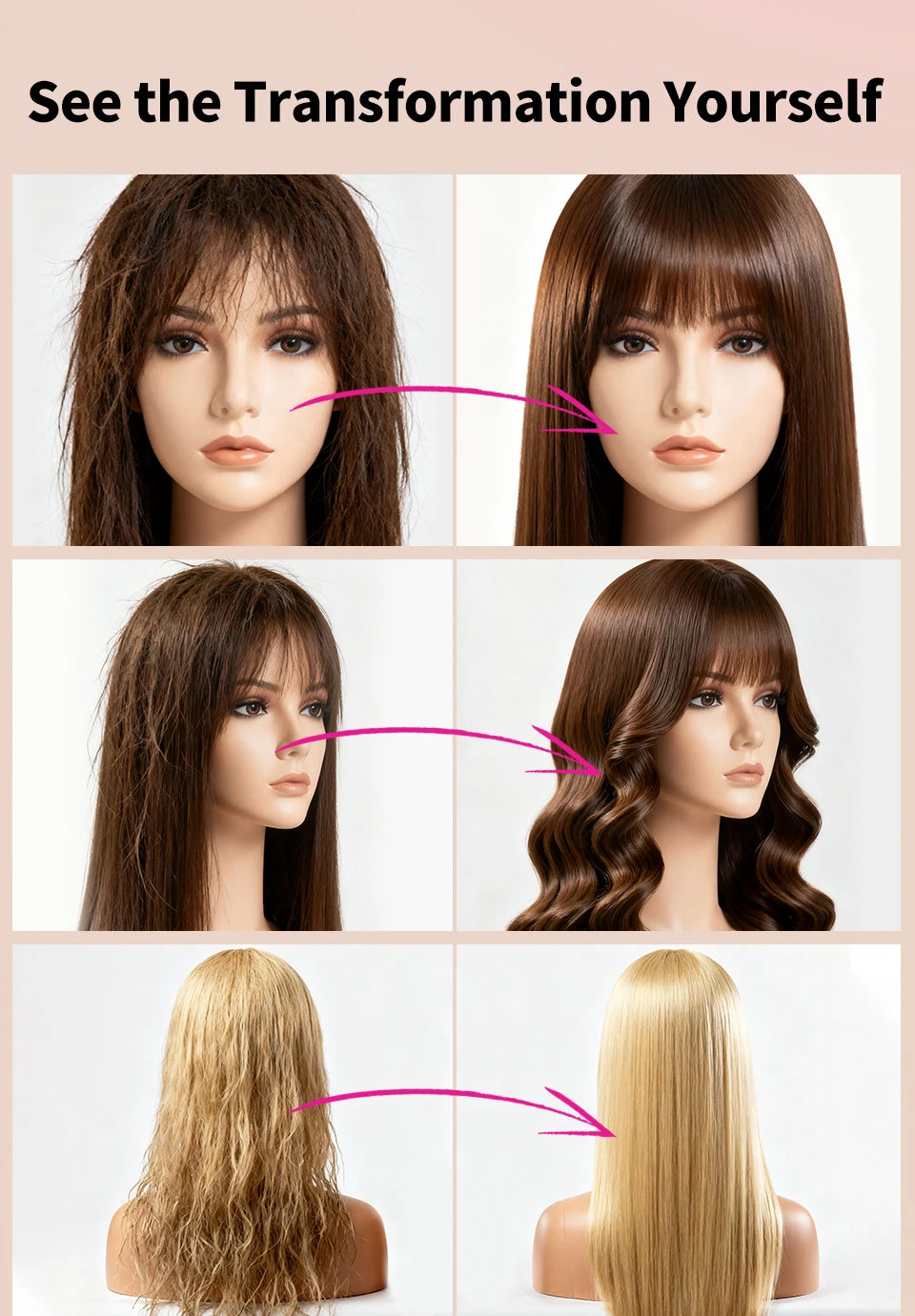 Wig Hair Care Shampoo Professional 2 IN 1 Wig Shampoo for Human and Synthetic Smoothing Shiny Repair Damaged Hair Conditioner