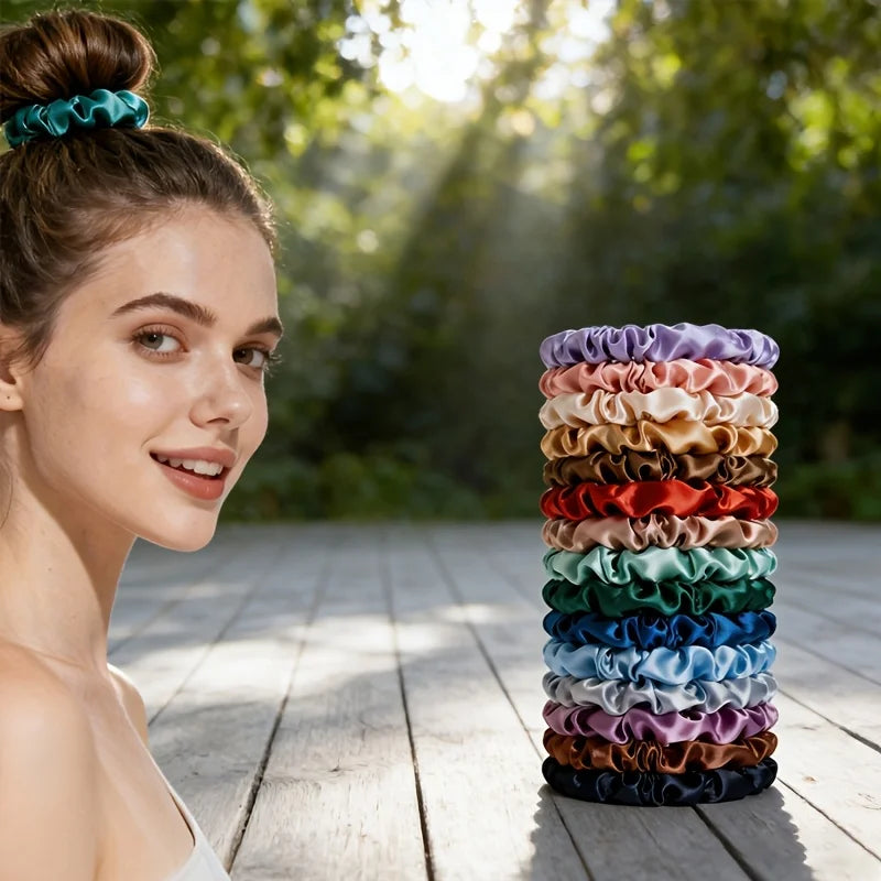 Crown Satin Hair Scrunchies — 19 Pack