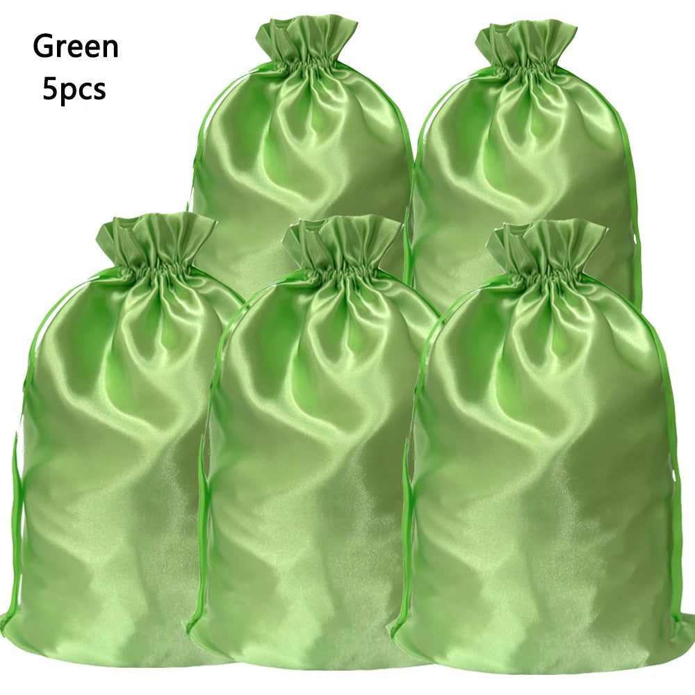 Crown Satin Wig Storage Bags — 5 Pack