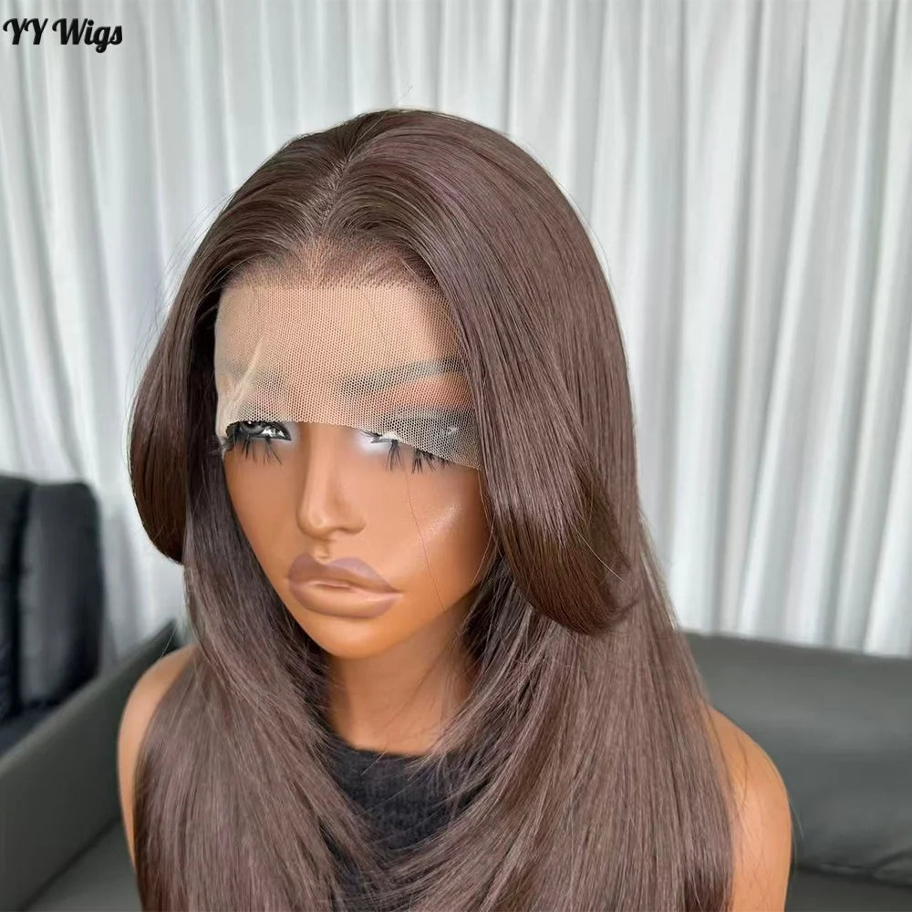 High Quality Hot Selling 4# Heat Resistant 13x6 Glueless Natural Wavy Synthetic Lacefront Wigs for Black Womens Daily Use