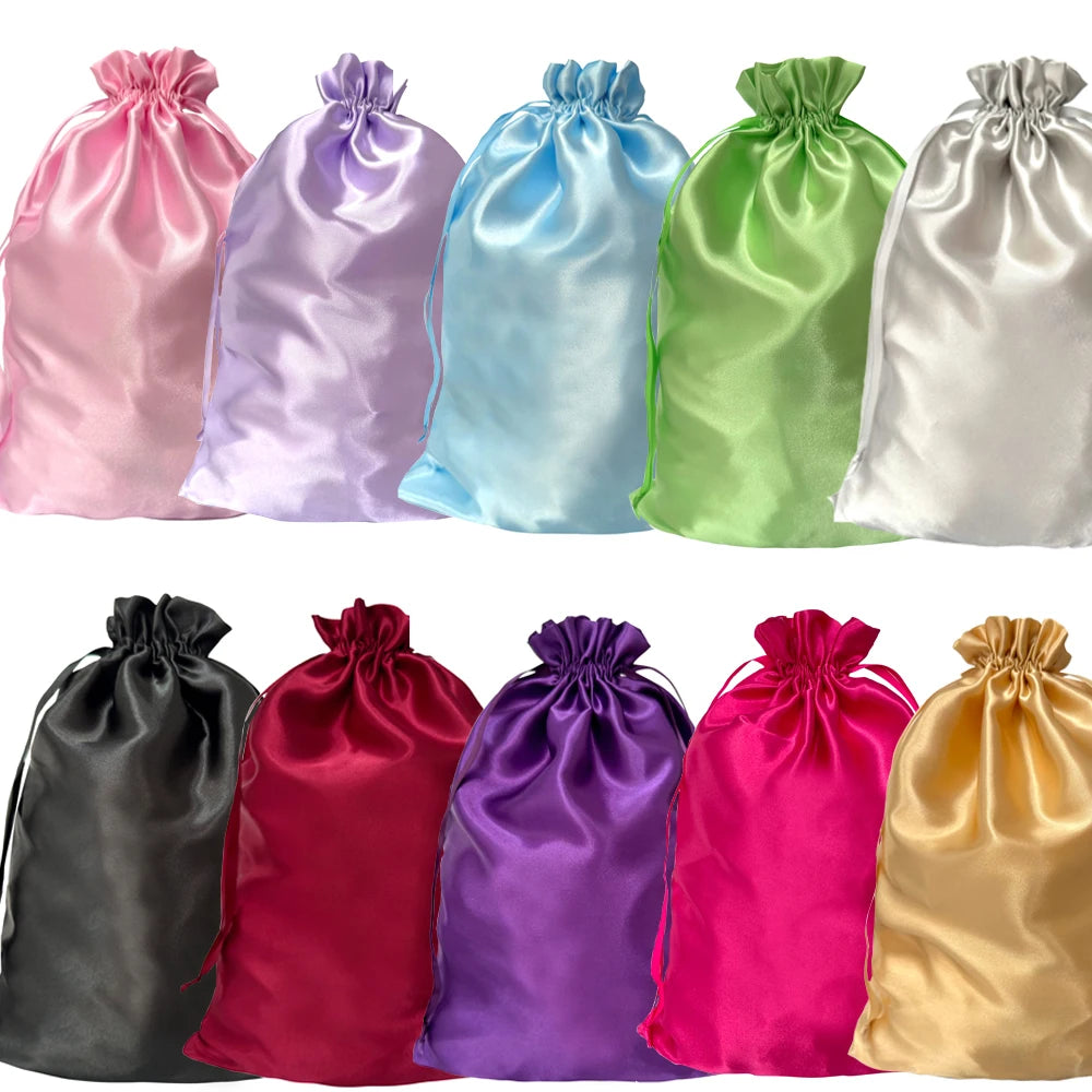 Crown Satin Wig Storage Bags — 5 Pack