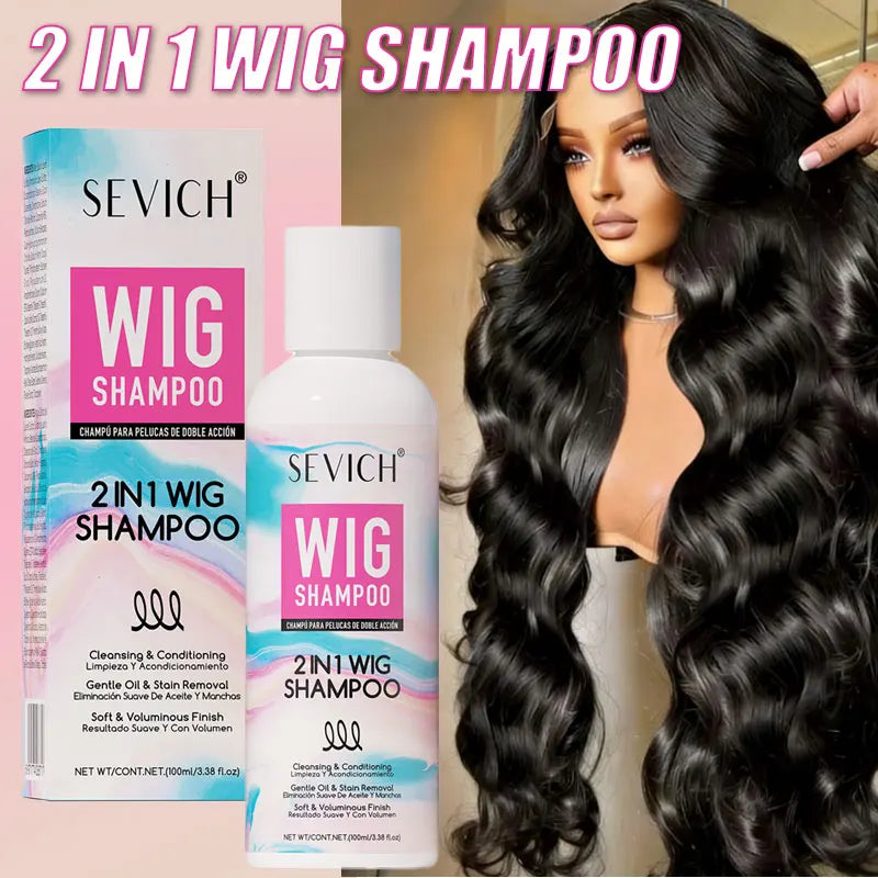 Wig Hair Care Shampoo Professional 2 IN 1 Wig Shampoo for Human and Synthetic Smoothing Shiny Repair Damaged Hair Conditioner