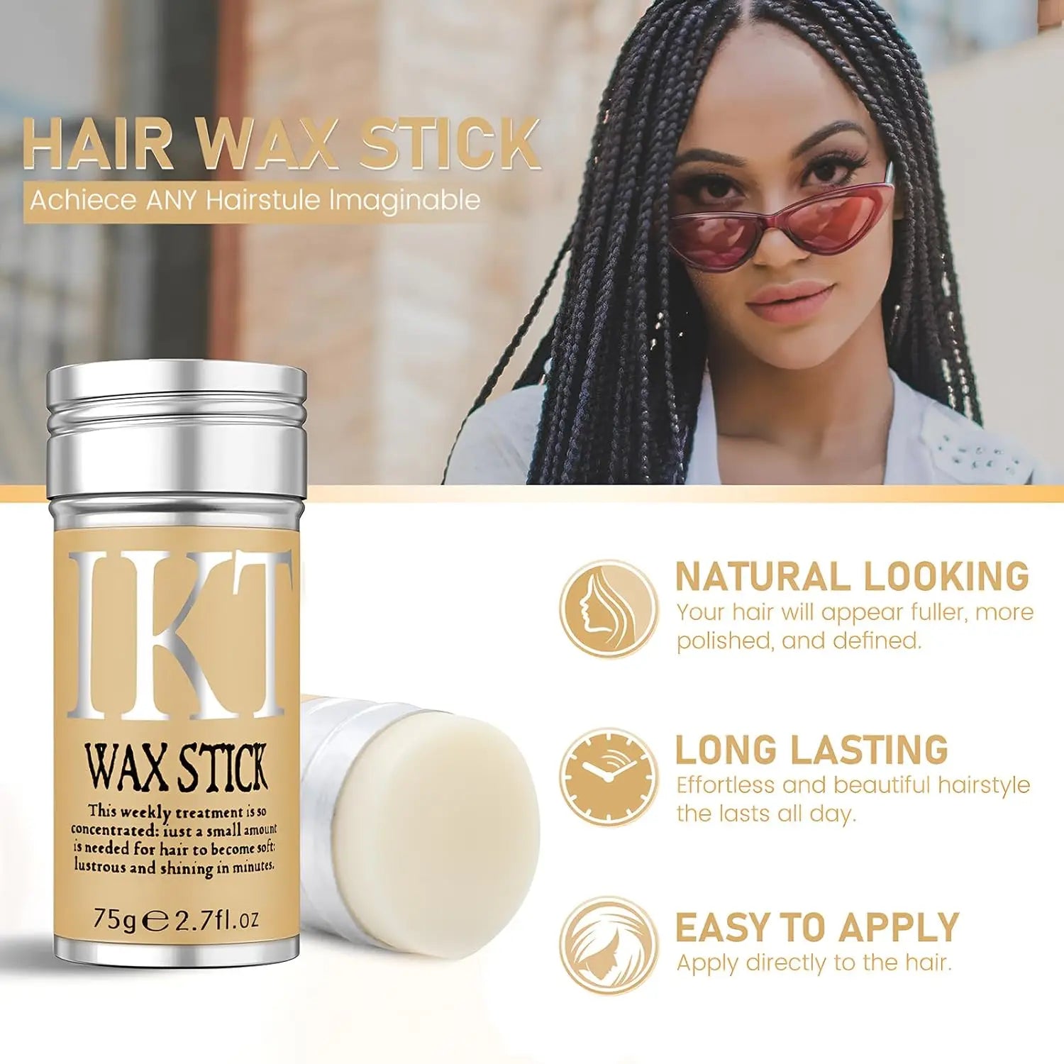High Quality Hair Wax Stick for Wigs and Hairstyling-Edge Control, Non-Greasy Pomade for Fly Away and Frizzy Hair,Christmas gift