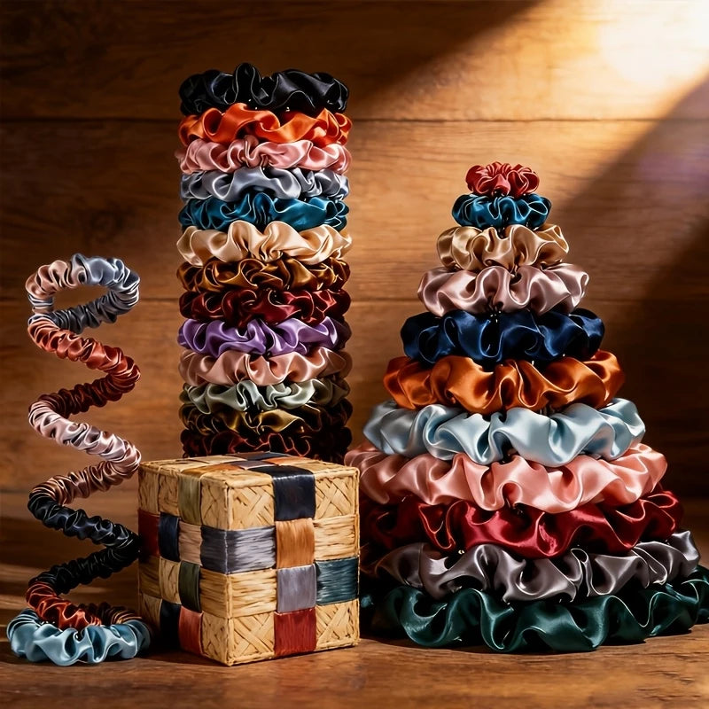 Crown Satin Hair Scrunchies — 19 Pack