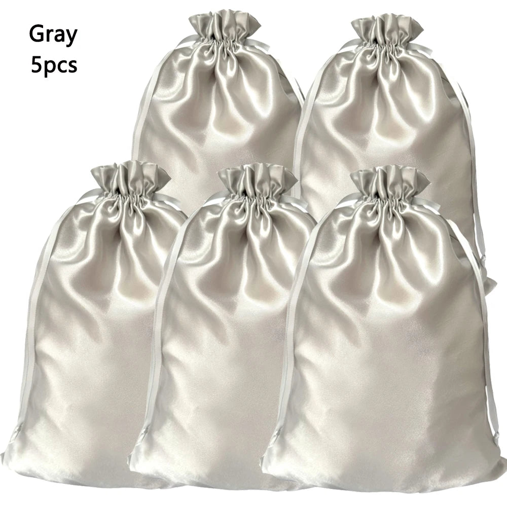 Crown Satin Wig Storage Bags — 5 Pack