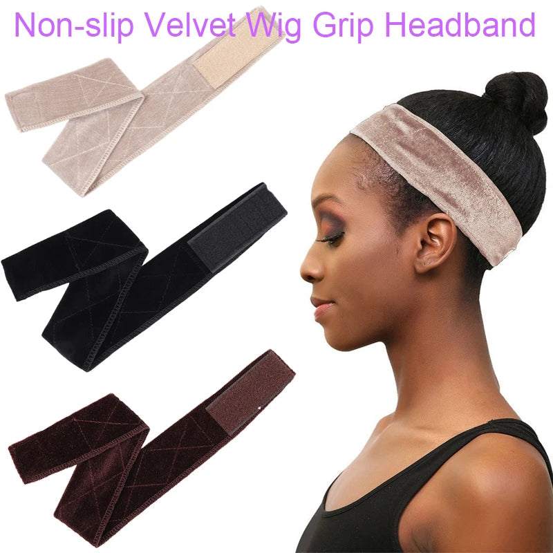 Wig Grip For Female Soft Velvet Hair Bands For Keeping Wigs In Place Adjustable Wig Grip Headband Non-Slip Scarf Head Band 1Pcs