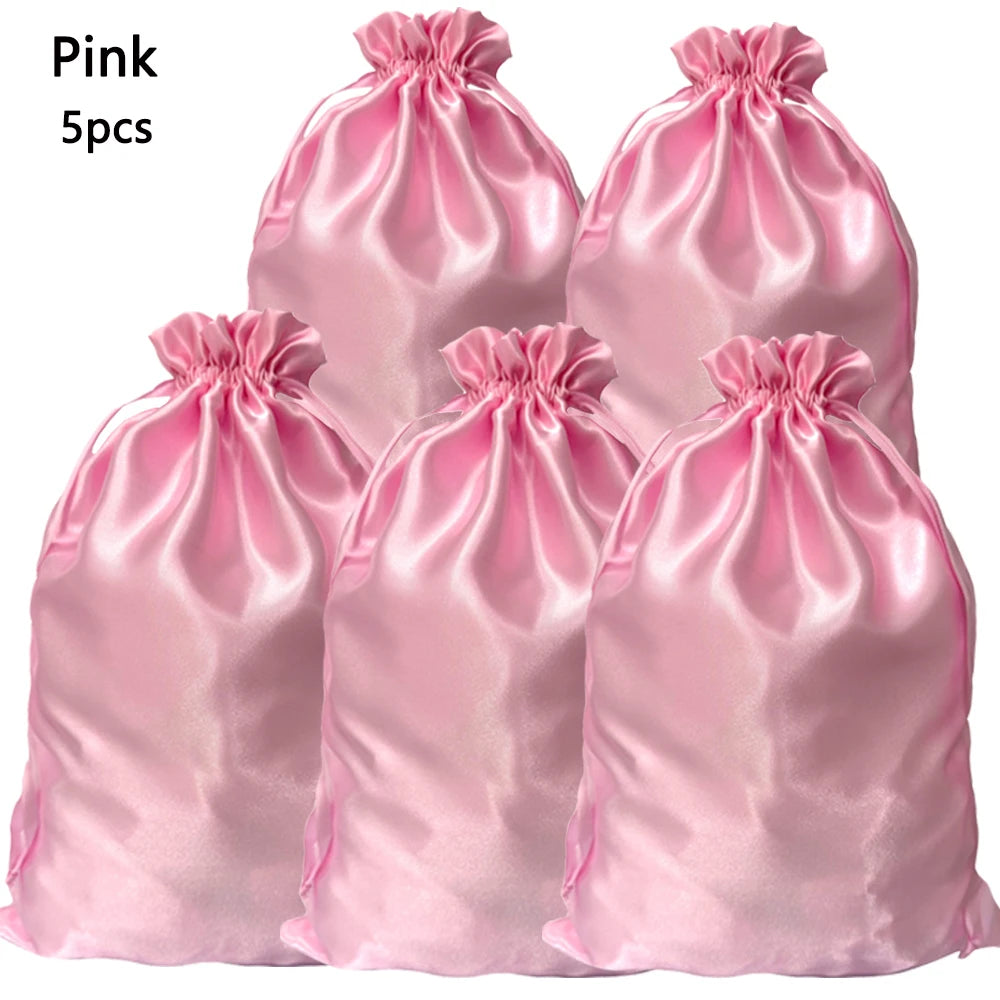 Crown Satin Wig Storage Bags — 5 Pack