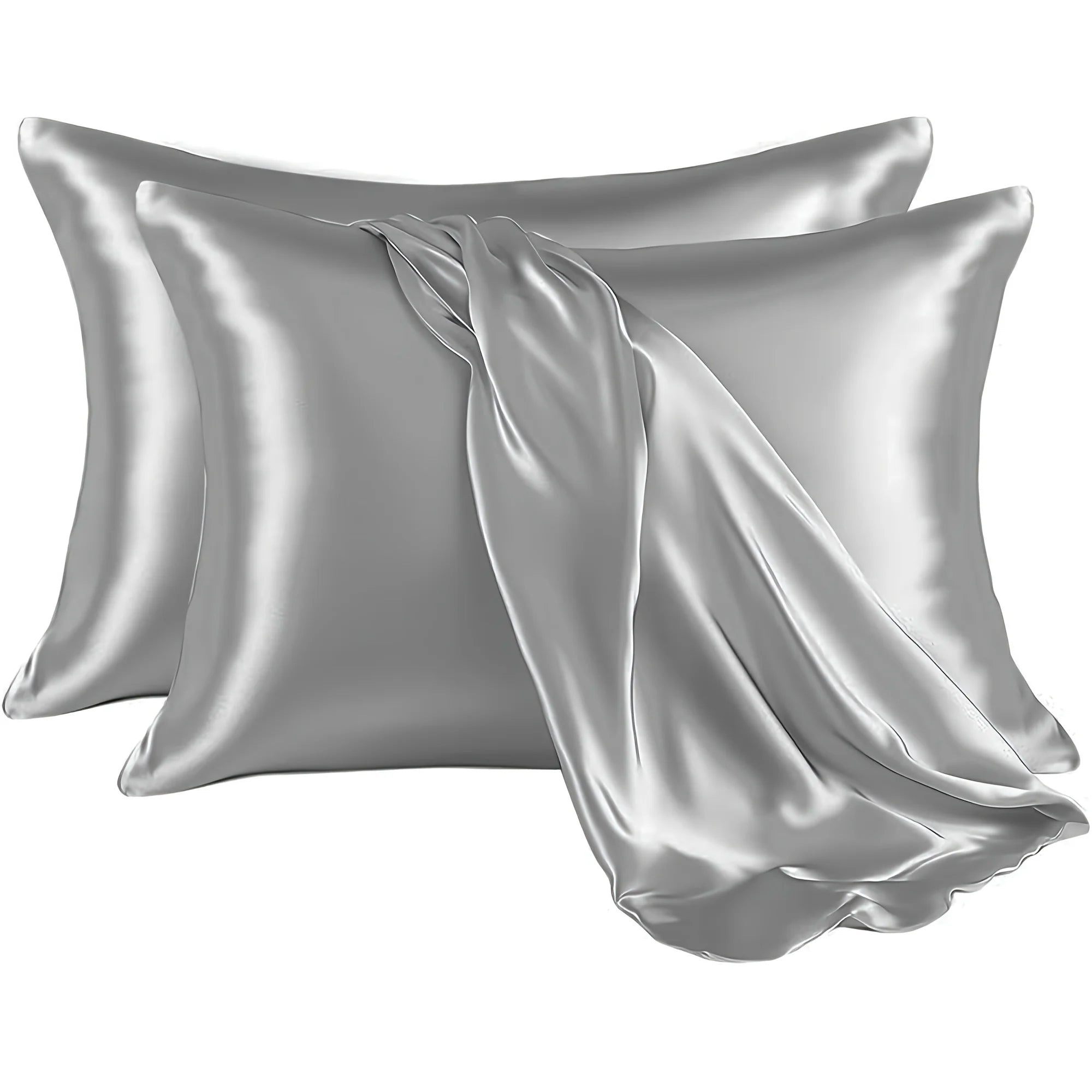 2PCS Solid Color Satin Pillowcase (without Pillow Core) Soft Breathable,Size:20*26inch,Suitable for Bedroom Sofa Home Decoration