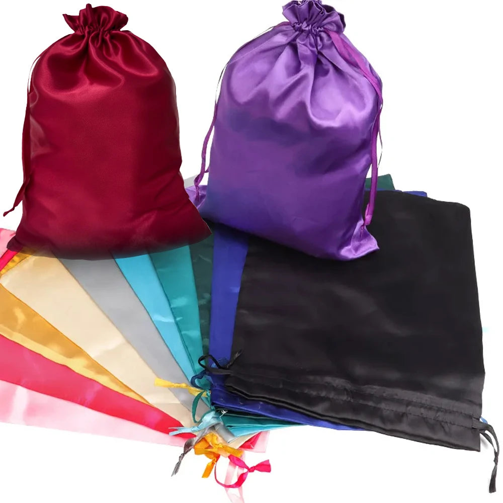 Crown Satin Wig Storage Bags — 5 Pack