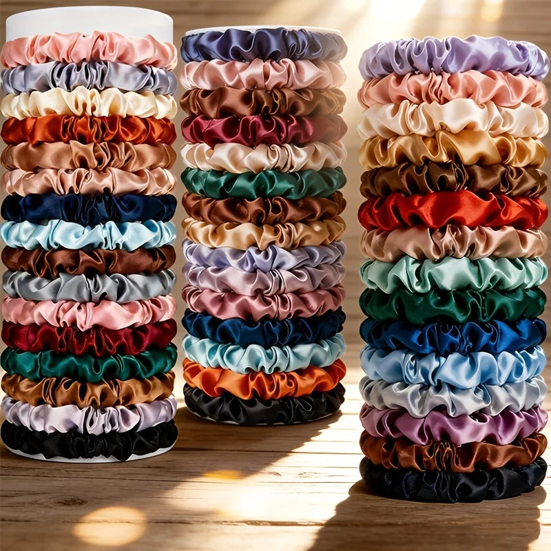 Crown Satin Hair Scrunchies — 19 Pack