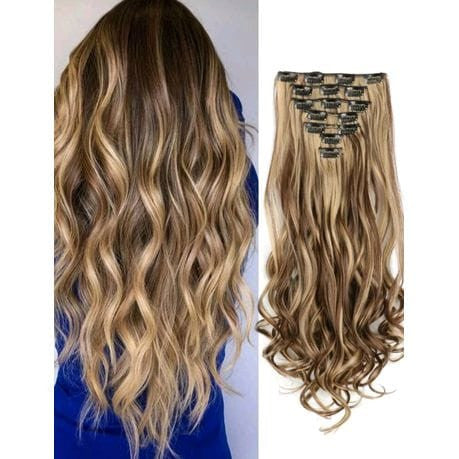Two Tone Blonde Clip In Extensions offering natural look and easy application for added hair volume